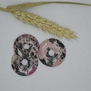 Rhodonite Donut Gemstone Donut Healing Stone Pendant image 4