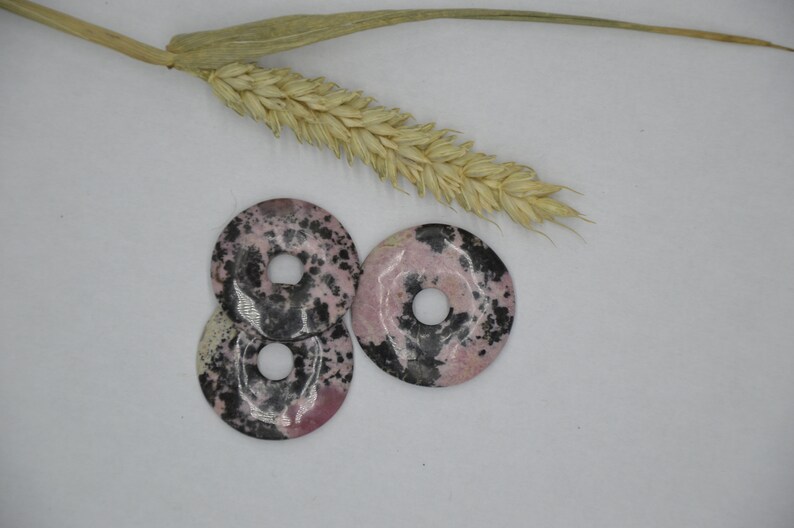 Rhodonite Donut Gemstone Donut Healing Stone Pendant image 4