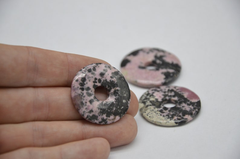 Rhodonite Donut Gemstone Donut Healing Stone Pendant image 3