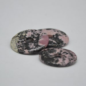 Rhodonite Donut Gemstone Donut Healing Stone Pendant image 1