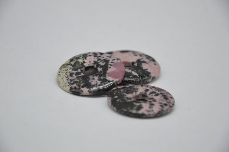 Rhodonite Donut Gemstone Donut Healing Stone Pendant image 1