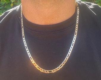 18K Thick Gold Mens Chain, Figaro Necklace Man, Waterproof necklace, Jewelry Gifts for Him, Gold filled Chain, Mans Chain, Gift for Teen boy