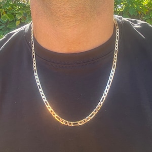 Men&#39;s 18K Gold Figaro Chain Necklace, 4mm Thin Gold Chain for Men, Women, and Unisex, Classic Figaro Jewelry, Customizable Gift Idea