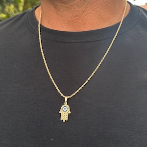 Herren Hamsa Charm Halskette, Gold gefüllte Seil Kette, Hamsa Schmuck, Halskette für Männer, Herren Schmuck,Hamsa Halskette,Hamsa Schmuck für Mann