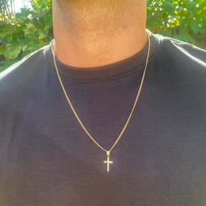 18K Men's cross necklace, Catholic necklace, Cross necklace, Religious necklace, Men's gold cross necklace, Mens accessories, Men jewelry
