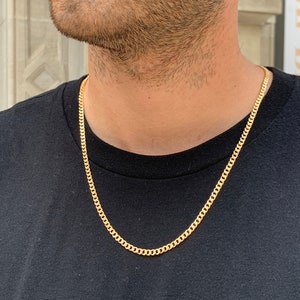 18K Gold Cuban Link For Men, Thick Chains, Mens Necklace, Waterproof Necklace, Long Chain, Gift For Boyfriend, Mens Jewelry, Mens Chain
