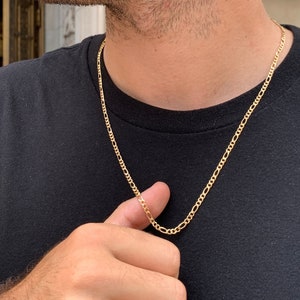 18K Gold Filled Figaro Chain, 3.5mm Mens Necklace, Long Chain, Layering Necklaces, Waterproof Chain, For Teen Boy, Men Jewelry, Long Chain
