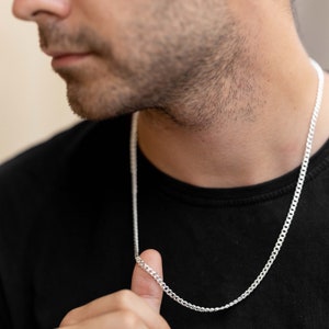 925 Sterling Silver Round Curb Chain, Bulk Curb Chain, Men&#39;s Necklace Chain, Chain for Men, 14&quot; 16&quot; 18&quot; 20&quot; 22&quot; 24&quot;, Gift for Him