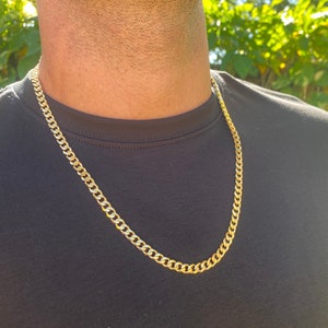18K Curb Chain Link Necklace For Men, Thick Gold Mens Chain, Waterproof, Gift For Him, For Boyfriend, Mens Jewelry, Mens Chain, Accessories