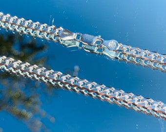 5 mm スターリングシルバーカーブチェーン、キューバ産シルバー