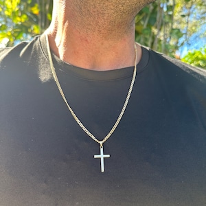 18K gouden herenkruisketting, kinketting, katholieke ketting, gelaagdheidketting, herensieraden, kruissieraden, cadeau voor hem, beschermingsketting