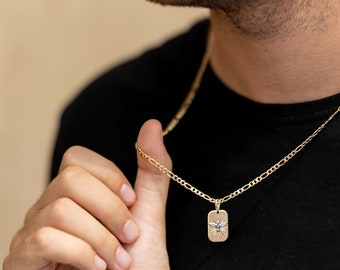 18K Holy Spirit Charm Necklace, Religious Necklace, Holy Spirit Medal, Layering Necklace, Catholic Jewelry, Protection Necklace, Men's Gift