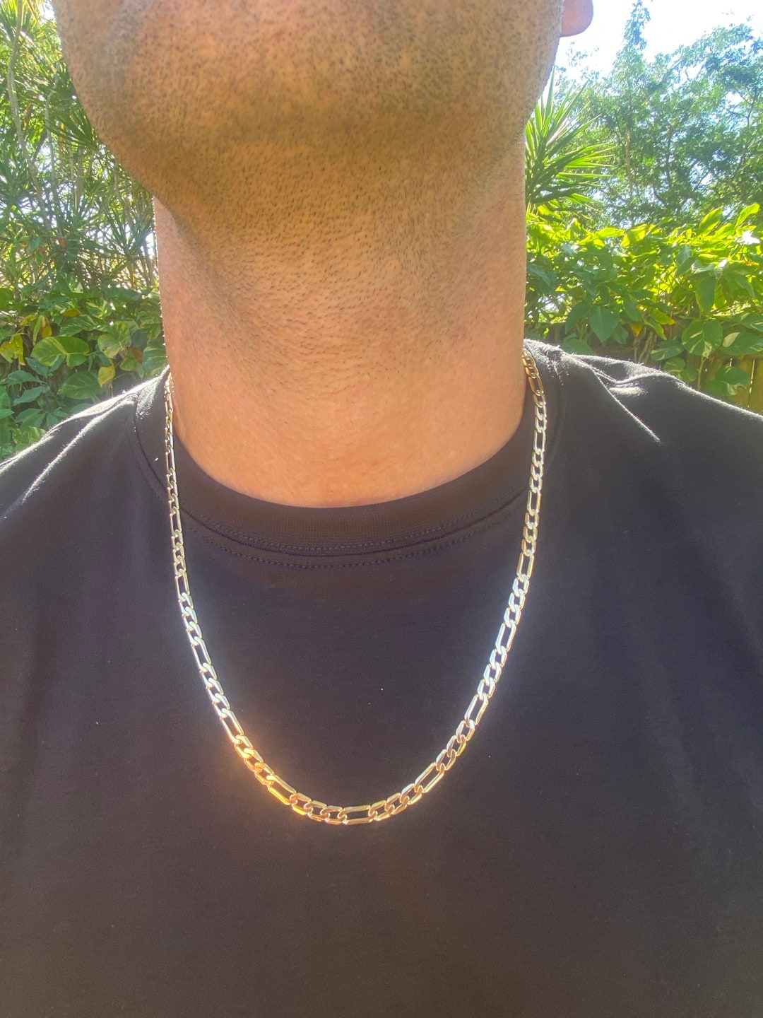 Men's 18K Gold Figaro Chain Necklace, 4mm Thin Gold Chain for Men - Main Image