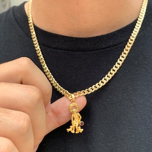18K Men&#39;s San Lazaro Chain. St. Lazarus necklace, Catholic necklace, curb chain necklace, Religious necklace, Men gold necklace, Men jewelry