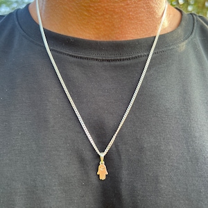 Herren Hamsa Halskette, Gold gefüllt Panzerkette, Hamsa Anhänger Halskette, Gold Halskette, Vatertagsgeschenk, Geschenk für Ihn, Kabbalah Schmuck für Ihn