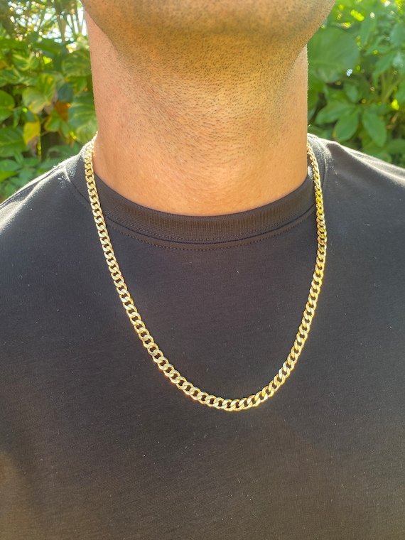 18K カーブチェーンリンクネックレス メンズ 厚手ゴールドメンズ