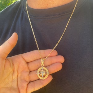 18K Gold Kompass Halskette, wasserdichte Herren Halskette, personalisierte Kompass Charm Geschenk, Schichtung Halskette, Reise-inspirierter Schmuck für Ihn