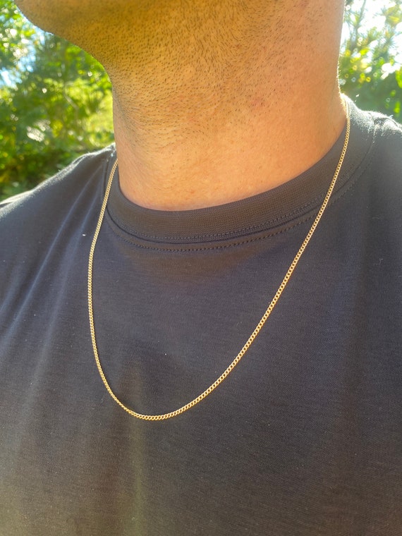 18K Mens Gold Filled Curb Chain, Necklace for Man, Mens Layering