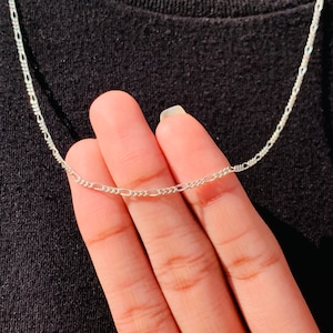Sterling Silver Figaro Chain, 3mm Mens Necklace, Thick Silver Chain, Long Chain, Mens Jewelry, Waterproof  Chain, Figaro Necklace, 925 Chain