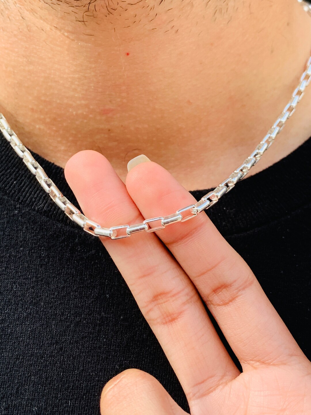 Sterling Silver Mens Chain 4mm Mens Silver Necklace Thick Etsy