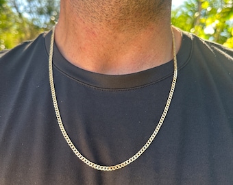 18K Gold Cuban Link Chain, Men's Gold-Filled Necklace, Stylish Chain for Men, Available in 18", 20", 22", and 24" Lengths