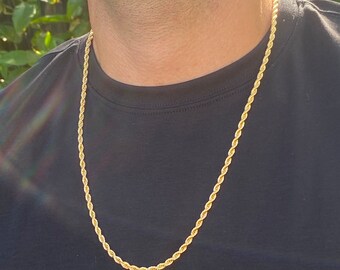 Catena A Corda Intrecciata Placcata Oro 18k, Collana In - Foto 9