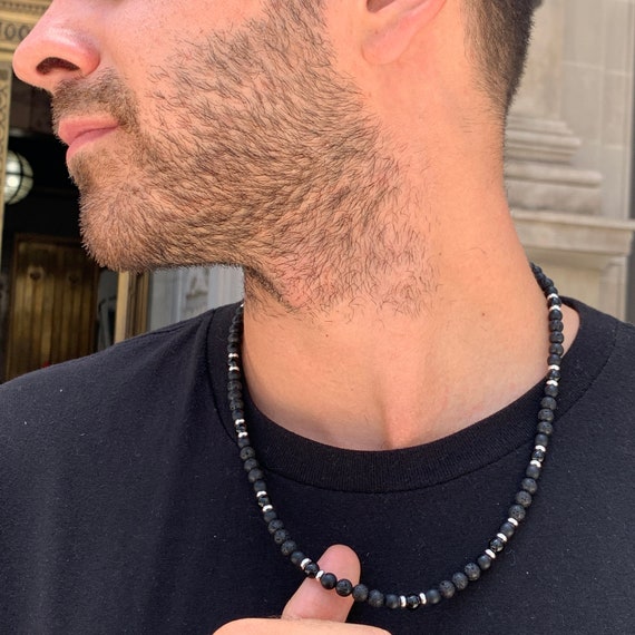 ネックレス・チョーカー BASSCLEF Men's Choker Necklace Surgical Steel Black Beads Amazon.com: Mens Choker Necklace Onyx Necklace Mens Beaded