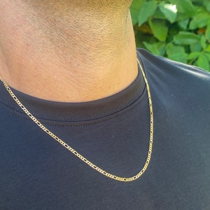 18K Mens Gold Figaro Chain, 2.5mm Gold Chain, Waterproof Necklace, Necklace For Guys, Layering Chains, Minimalist Necklace, Gold Filled