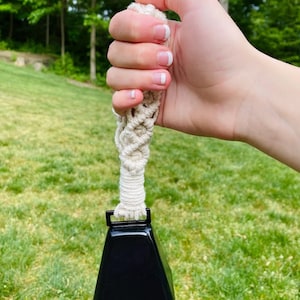 Macrame cowbell strap and bell/Cowbell/Handmade with love in Pennsylvania