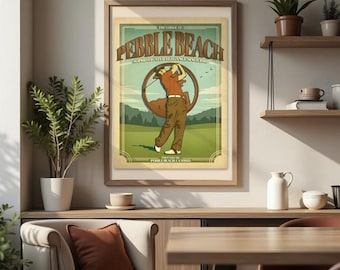 Pebble Beach Golf Course Poster – Classic Retro Style Wall Decor