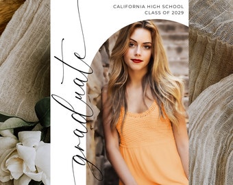 Graduation Party Invitation, Template with Photos, Editable in Canva, Senior Grad Announcement, Instant Digital Download