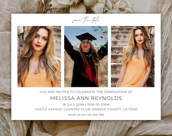 Graduation Party Invitation, Template with Photos, Editable in Canva, Senior Grad Announcement, Instant Digital Download
