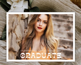 Graduation Party Invitation, Template with Photos, Editable in Canva, Senior Grad Announcement, Instant Digital Download