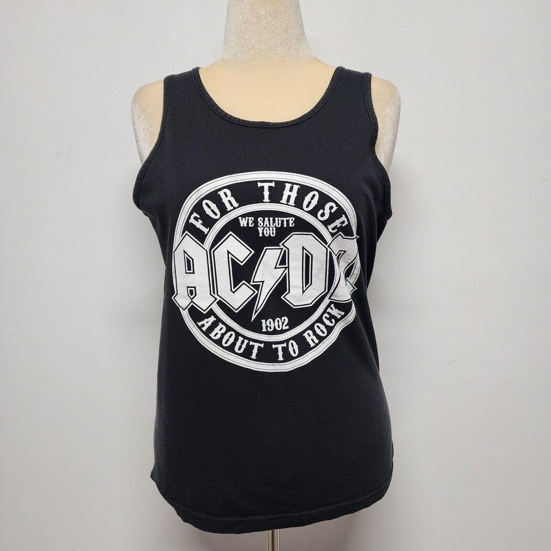 Vintage AC/DC Tank Top: for Those About to Rock Black Cotton Size ...