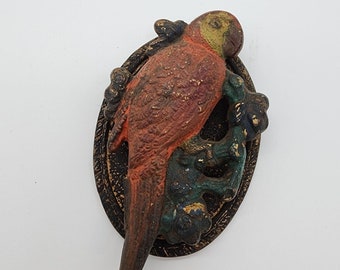 Antique Bradley and Hubbard Cast Iron Parrot Bird Door Knocker 1900s Victorian