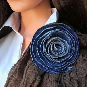 Denim Rose Brooch/ Perfect Gift/See more in my store.
