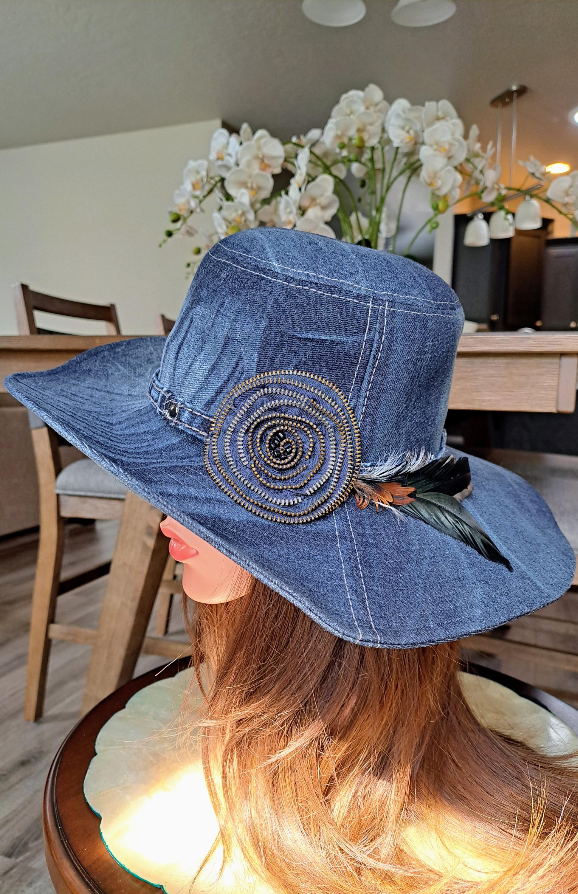 Custom upcycled boho hat Upcycled Boho Hat: Brown Tweed Handmade Large-xl - Etsy main image 3