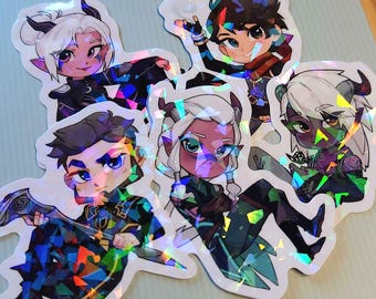 The Dragon Prince 3" Holographic Vinyl Stickers, Callum, Rayla, Runaan, Ethari, Viren