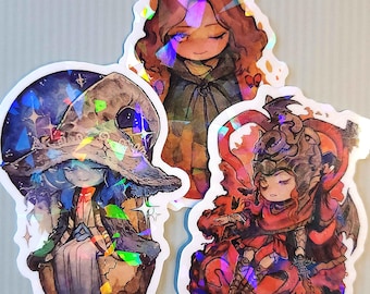 Elden Ring 2.5" Holographic Water Colour Vinyl Stickers: Ranni, Melina, Messmer | SOULSBORNE