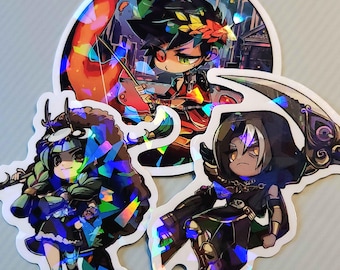 HADES 2.5" Holographic Vinyl Stickers: Zagreus, Artemis, Thanatos