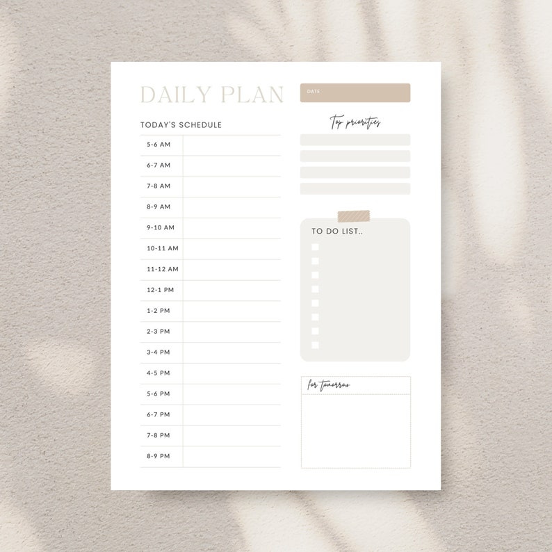 Daily and Weekly Planner Printable Set, Minimal & Simple, Neutral ...