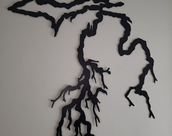 Michigan Roots Metal Wall Art | CNC Cut Steel, Satin Black Finish
