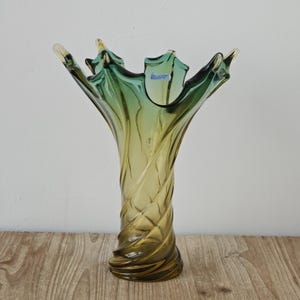 Large Sommerso Green Murano Glass Vase in Flavio Poli Style, 1970s