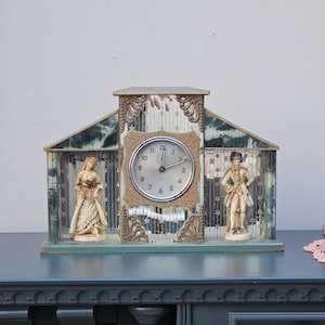 Mechanical Clock - Mirror Frame - Veglia - Art Deco Brass, Wood, Glass - 1930-1940 Italy