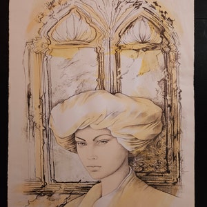 ANDREA QUARTO (1959) "figure" unique work hand-watercolored lithograph 70 x 50 cm hand-signed Italy