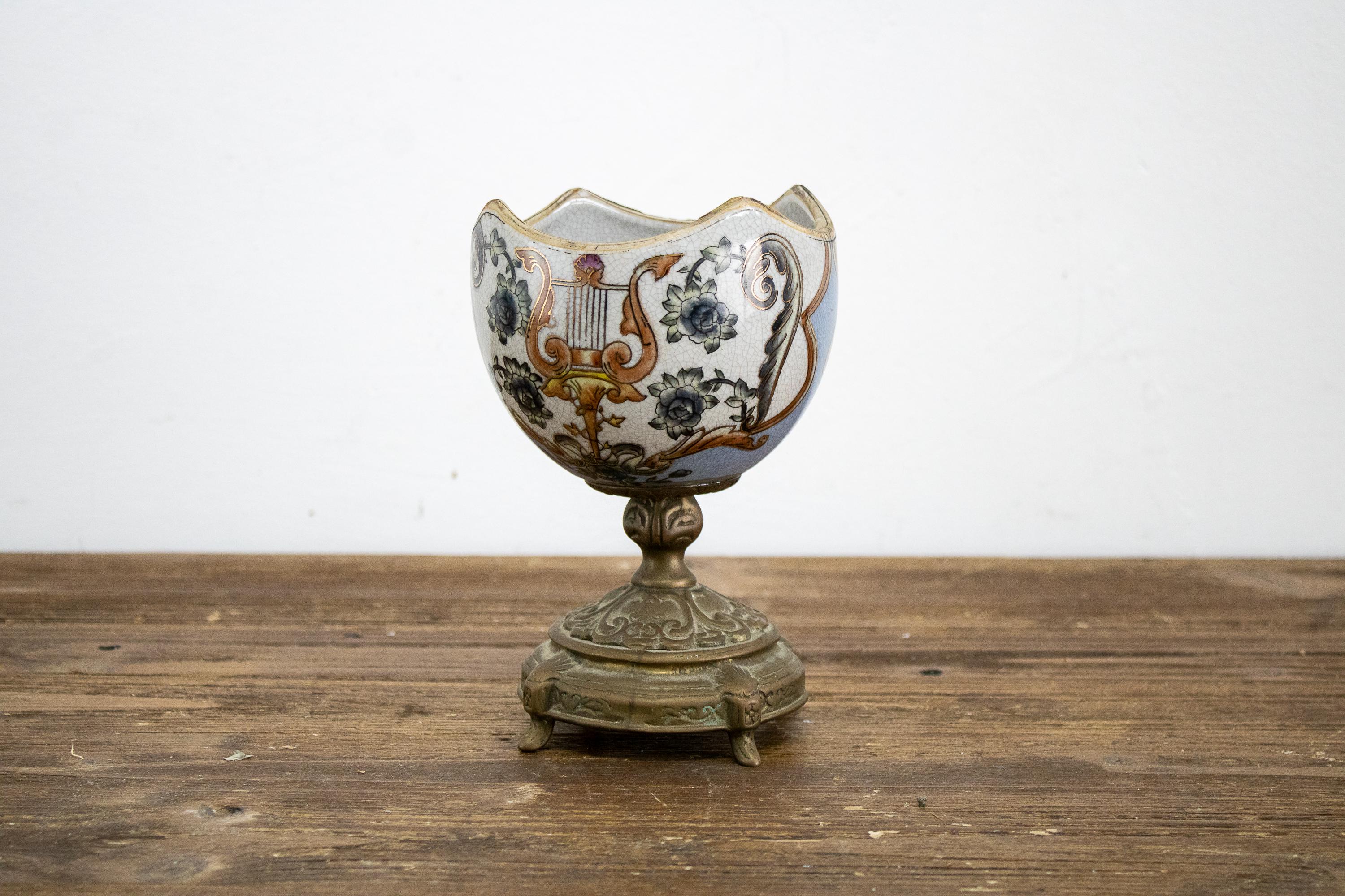 Vaso Decorativo In Metallo Vintage Pokal LN18-3 – Stile Antico, Altezza 14cm, Larghezza 16cm – Per Arredamento Retrò