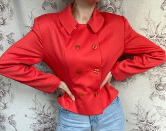 Vintage red double breasted blazer, elegant women’s jacket