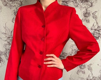 Blazer rojo vintage, chaqueta de mujer con clase