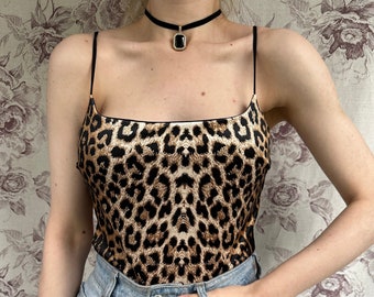 Vintage animal print bodysuit, women’s velvet leopard print bodysuit