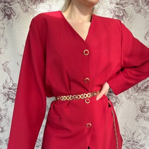 Vintage burgundy red oversized blazer, elegant women’s jacket with pockets